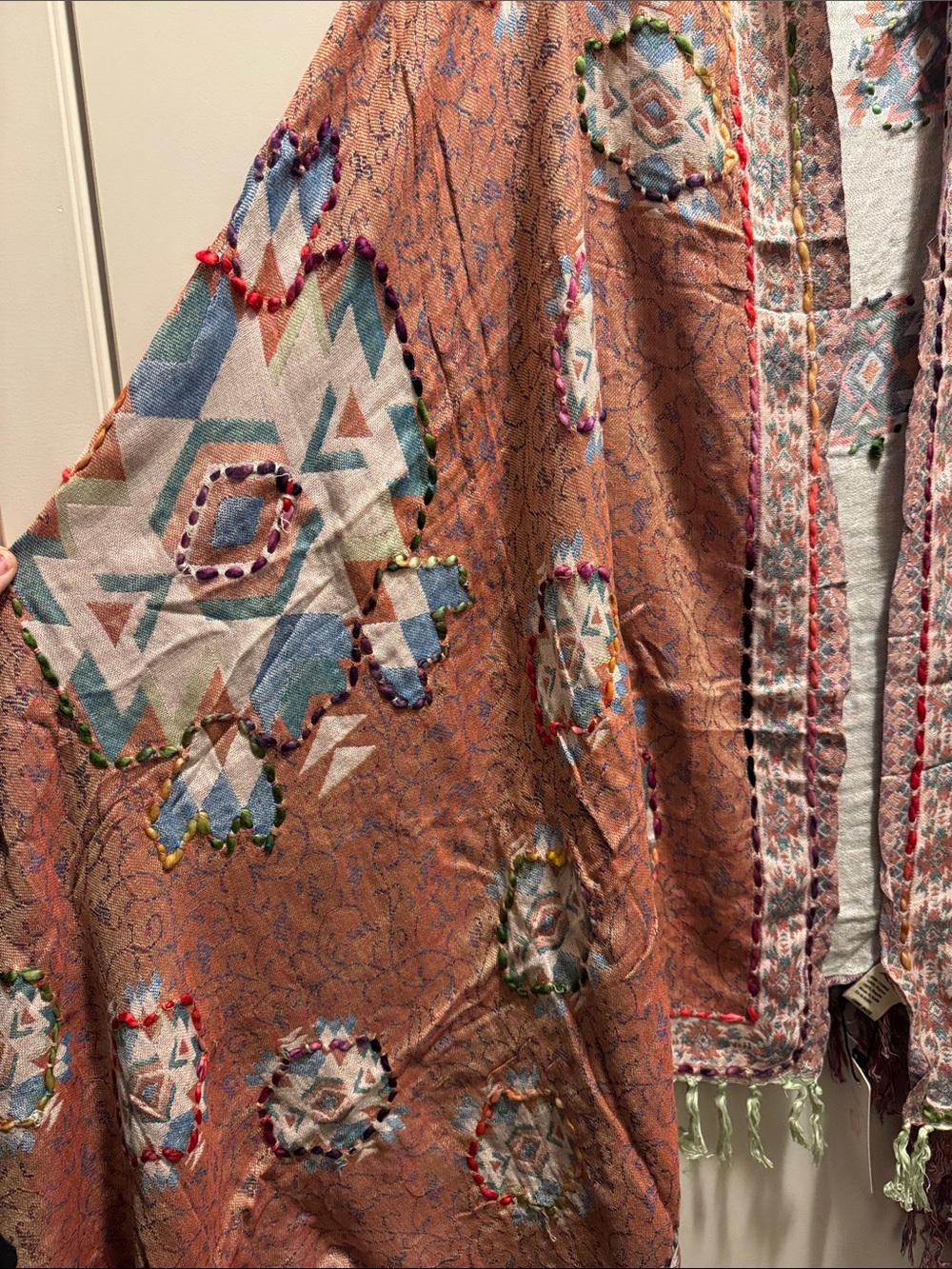 🆕 Raj for Soft Surroundings Multicolor Embroidered Fringe Duster Vest. OS. NWT🔥 - Picture 3 of 5
